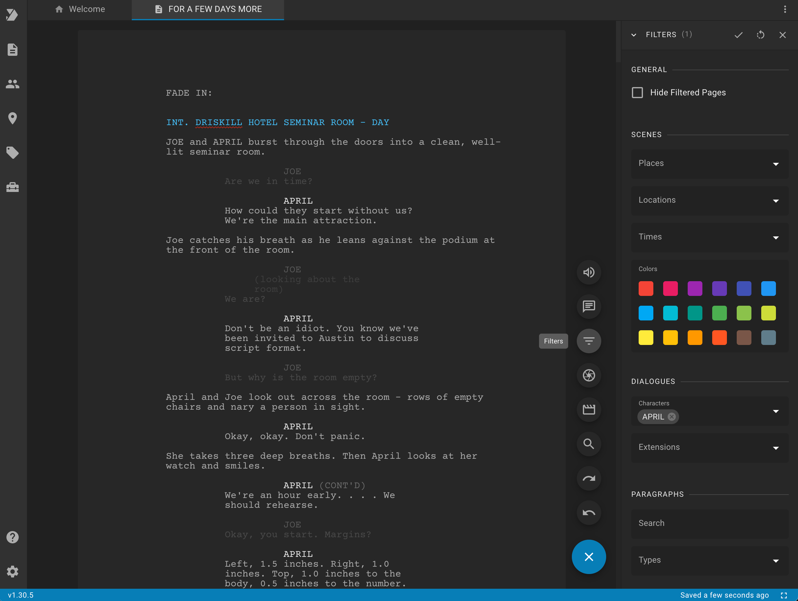 Script Editor Filters in Clapperbie