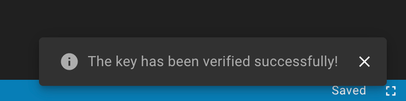 Activation confirmation message