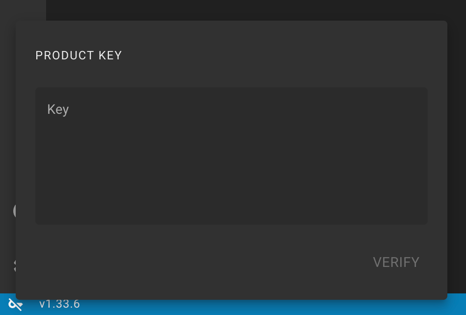 Product key verification panel