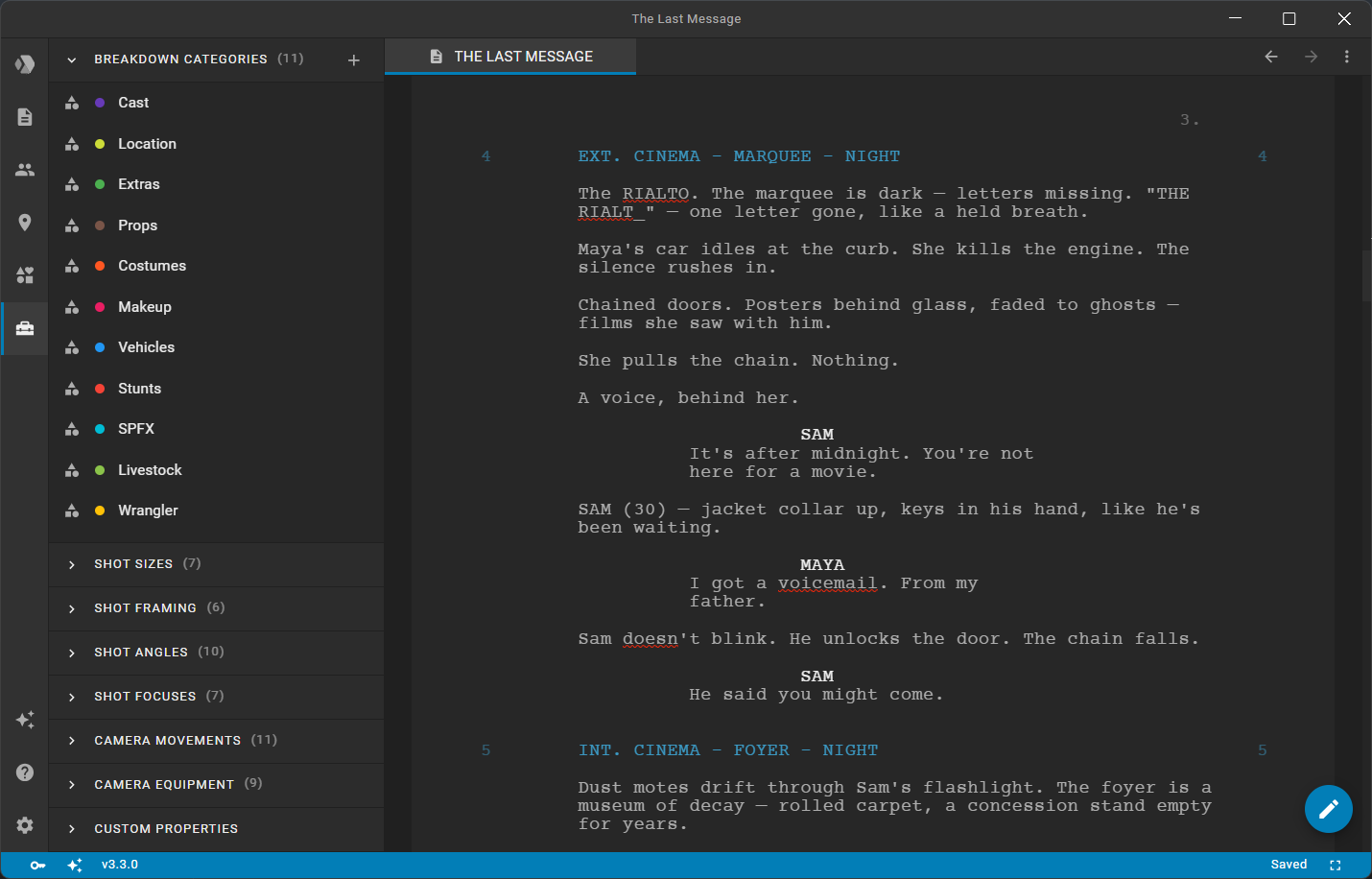 Breakdown Categories listed in the Tools sidebar